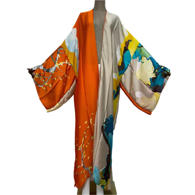Nefi Silk Floral Maxi Kimono