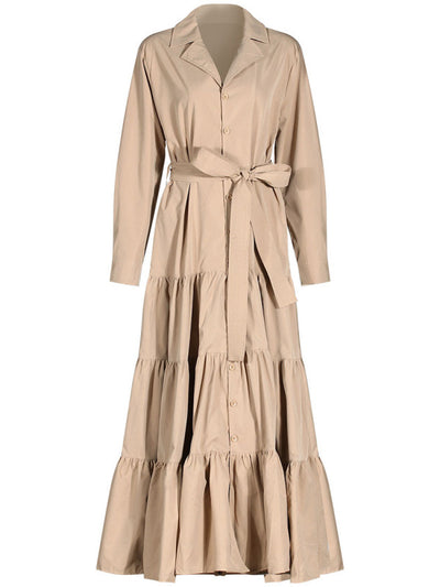 Chic Tiered Button-Down Maxi Dress