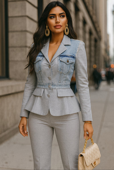 Denim Contrast Gray Blazer