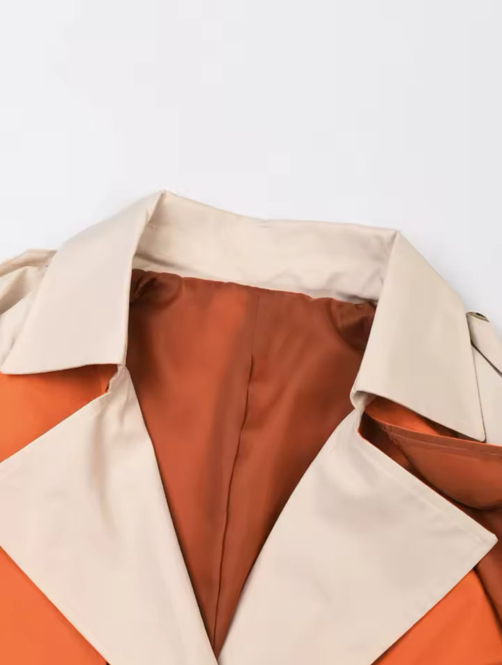 Classic Color Block Trench Coat