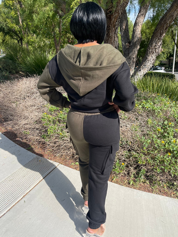 Two Tone Cargo Jogger Set