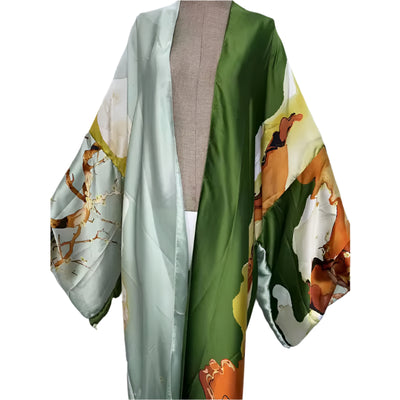 Nefi Silk Floral Maxi Kimono
