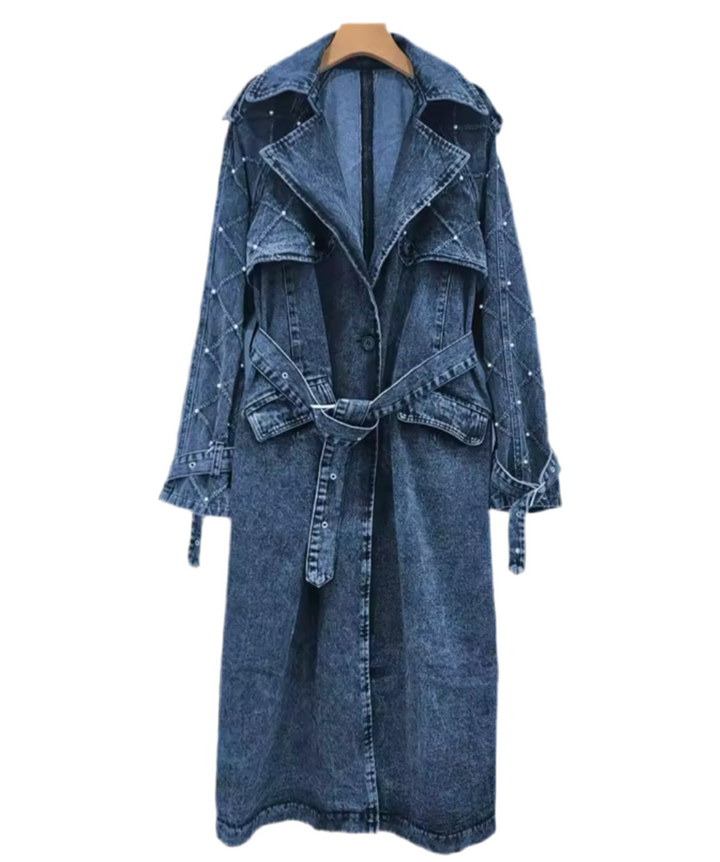 Women's Pearl Denim Trench Coat