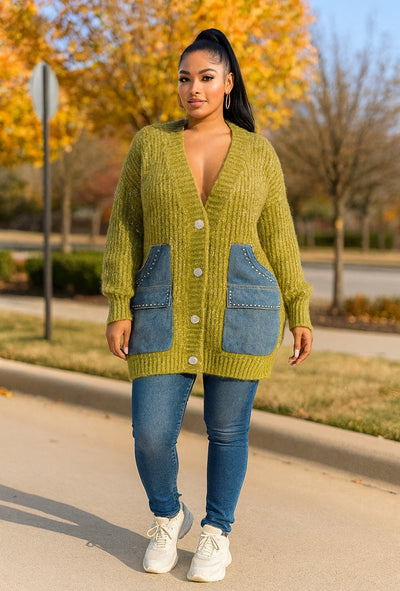 Jane Denim Patchwork Cardigan