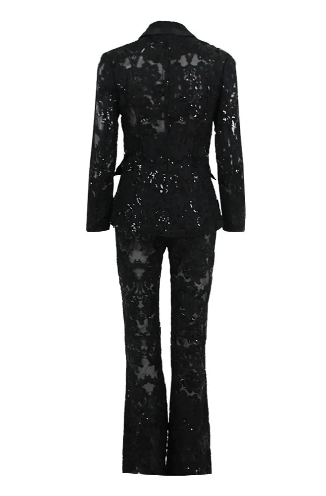 Midnight Temptation Sequin Lace Set
