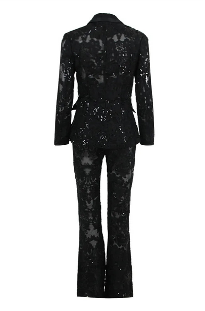Midnight Temptation Sequin Lace Set