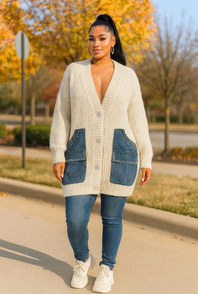 Jane Denim Patchwork Cardigan