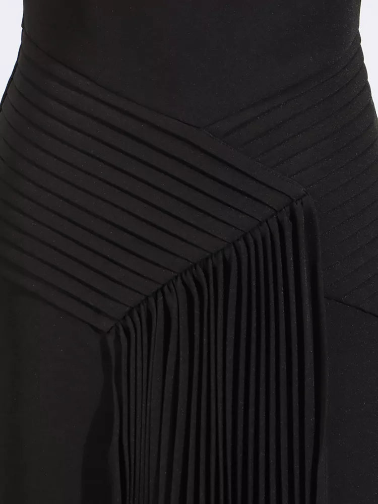 Noir Cascade Midi Dress