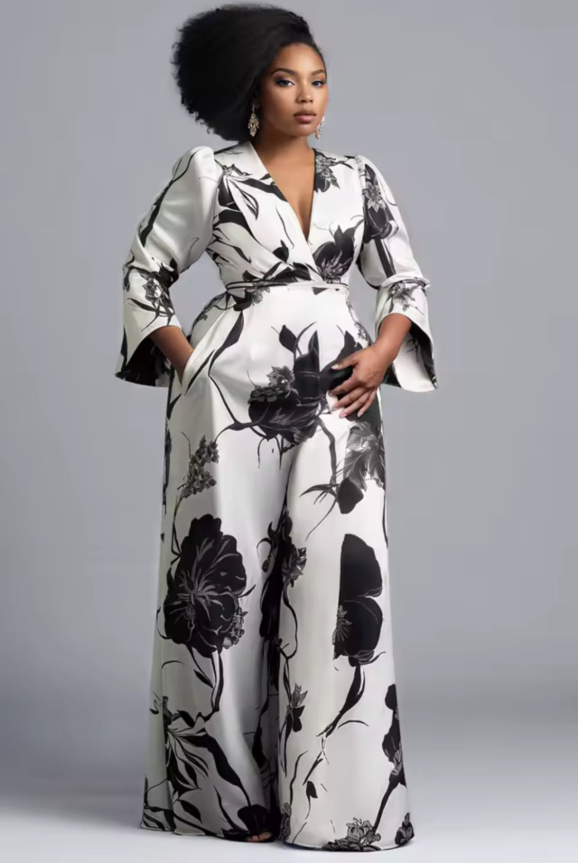 Noir Garden Wide-Leg Jumpsuit