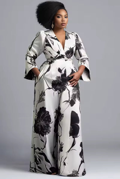 Noir Garden Wide-Leg Jumpsuit