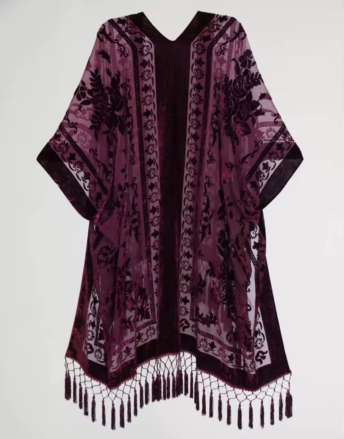 Sage Blossom Fringe Kimono