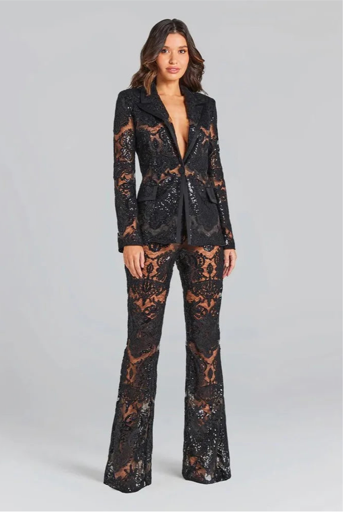 Midnight Temptation Sequin Lace Set