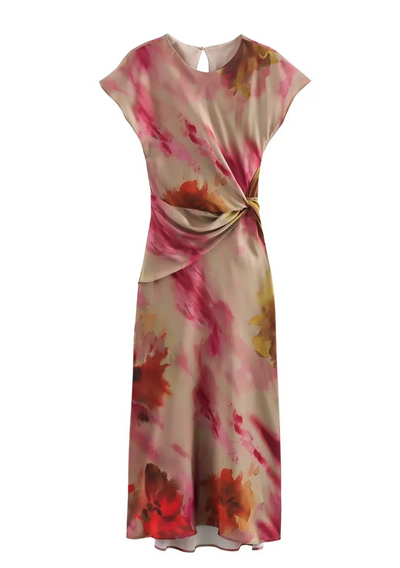 Watercolor Elegance Satin Dress