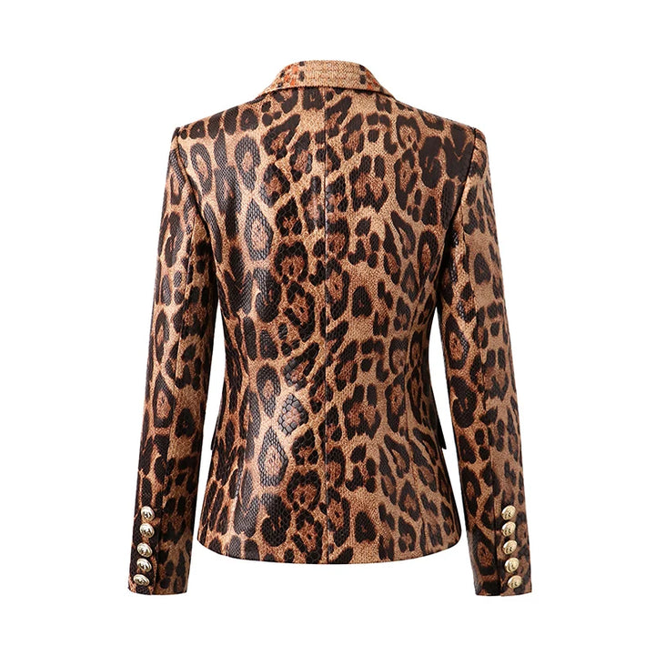 Foxy Leather Animal Print Blazer