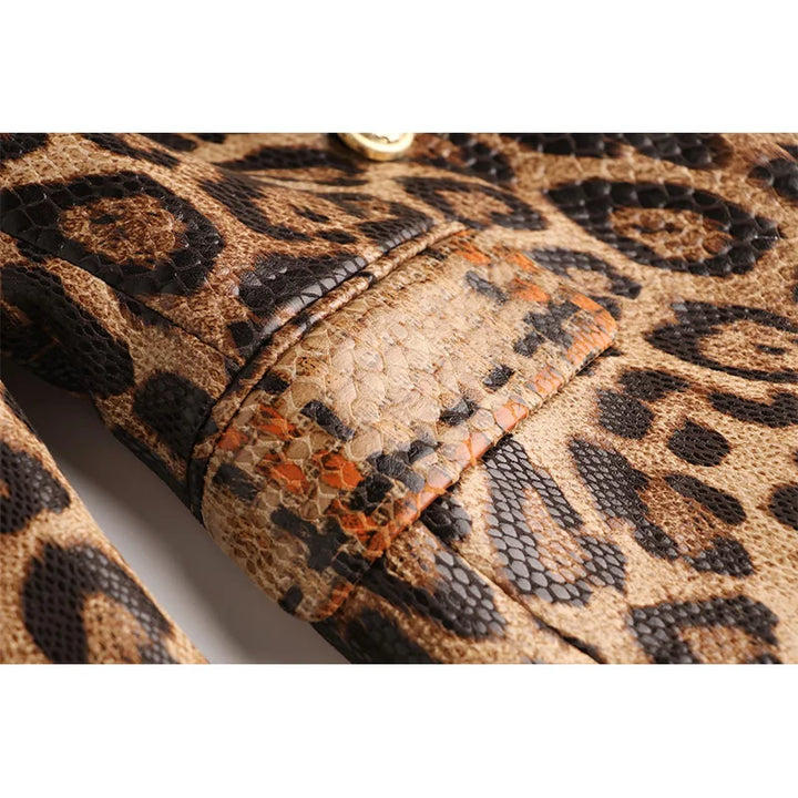 Foxy Leather Animal Print Blazer