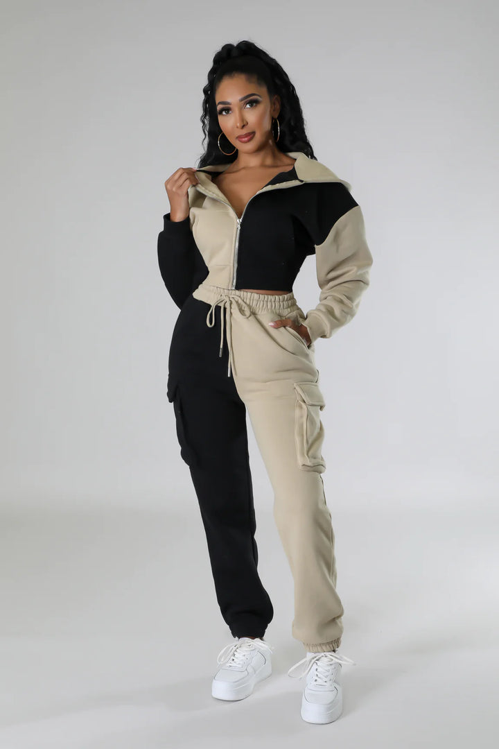 Two Tone Cargo Jogger Set