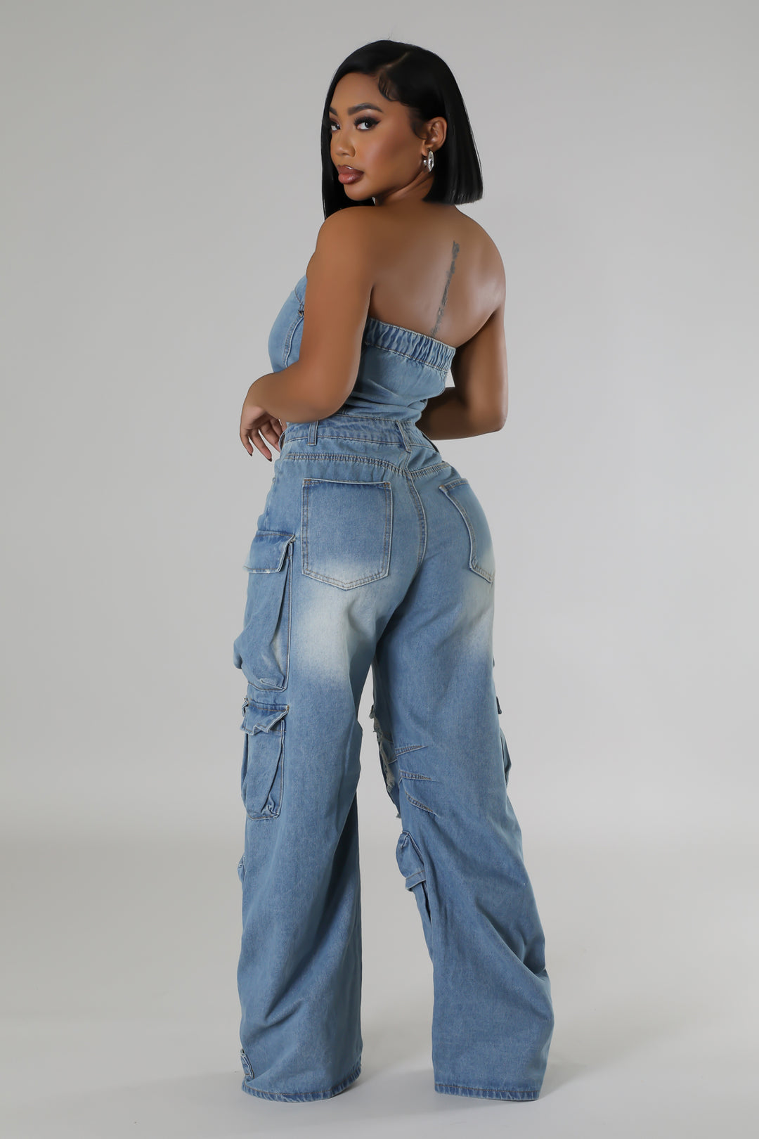 The Main One Denim Cargo Jumpsuit