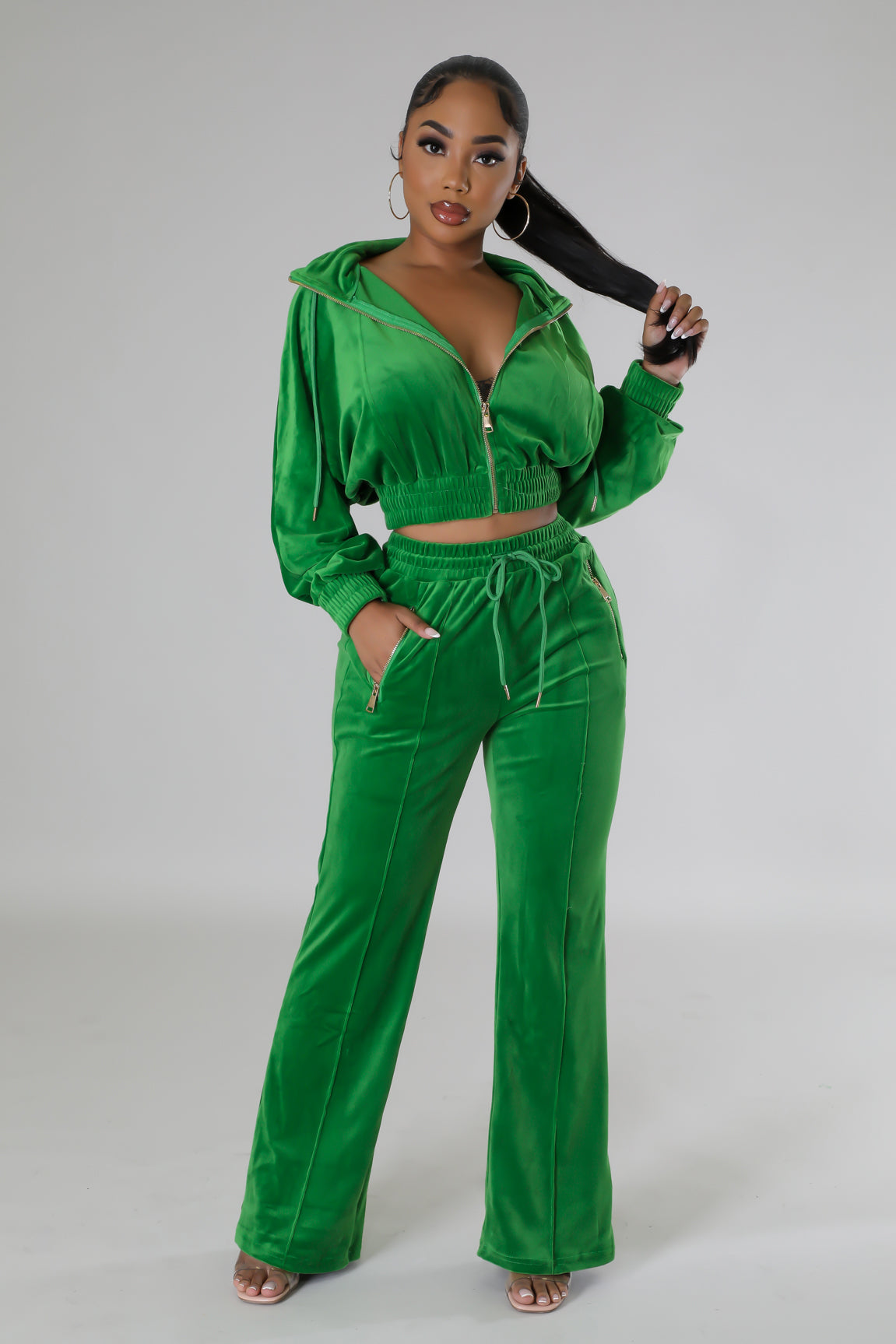 Jalene Velour Jacket and Pant Set