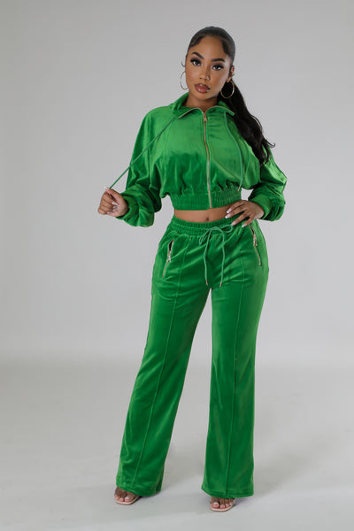 Jalene Velour Jacket and Pant Set