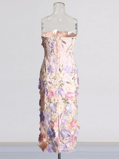 Garden Bloom Strapless Midi Dress