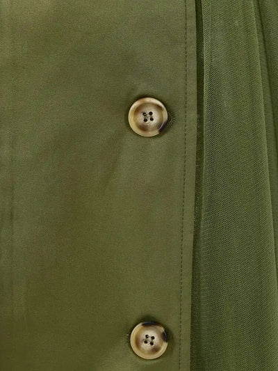 Olive Tulle Detail Trench Coat