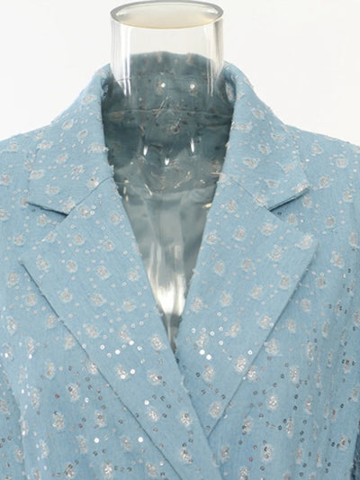 Blue Blossom Textured Trench Coat