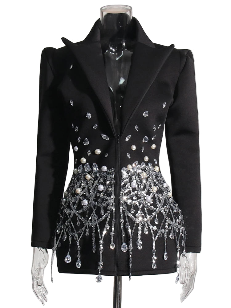 Midnight Crystal Embellished Blazer