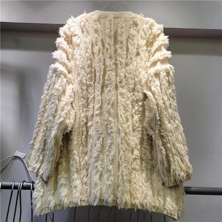 Crystal V-neck Tassel Loose Cardigan