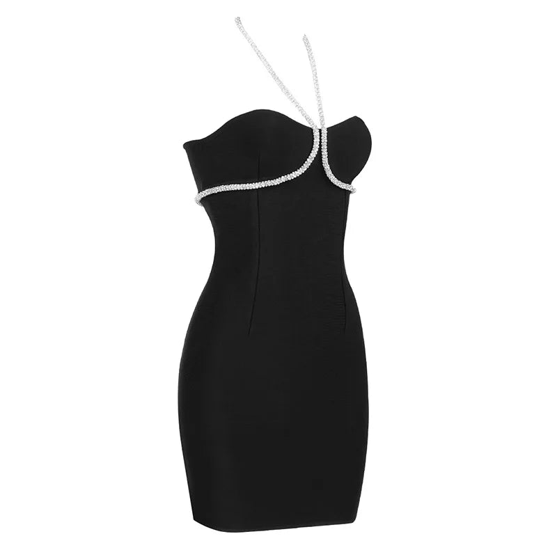 Black Halter Bodycon Bandage Dress