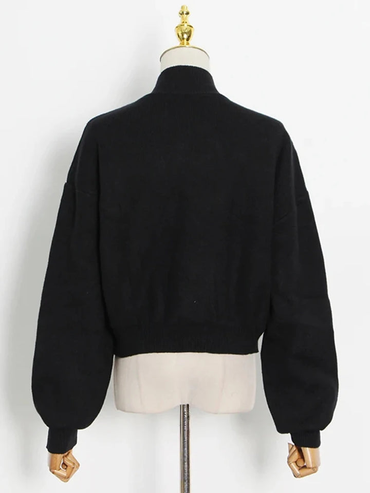 Black silver chain key hole sweater