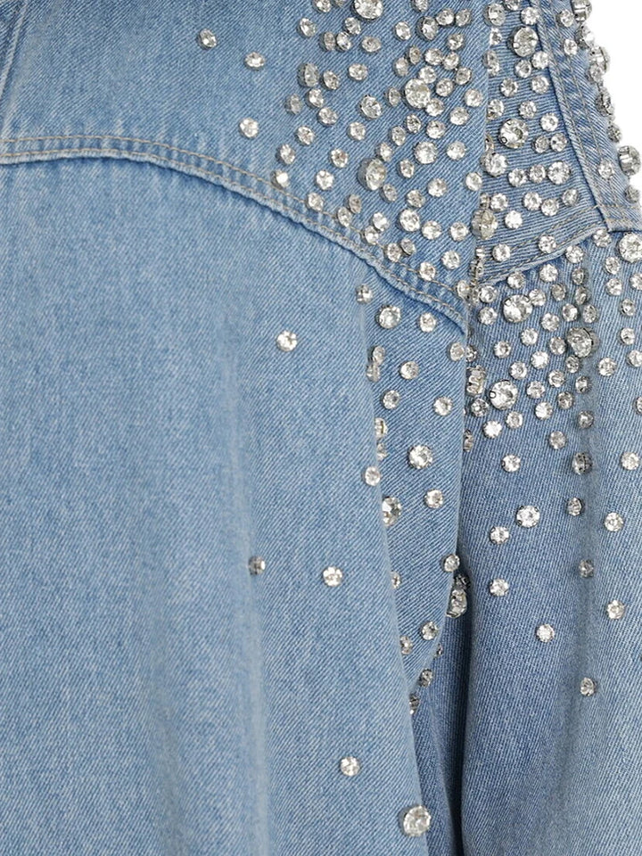 Rhinestones Denim Top