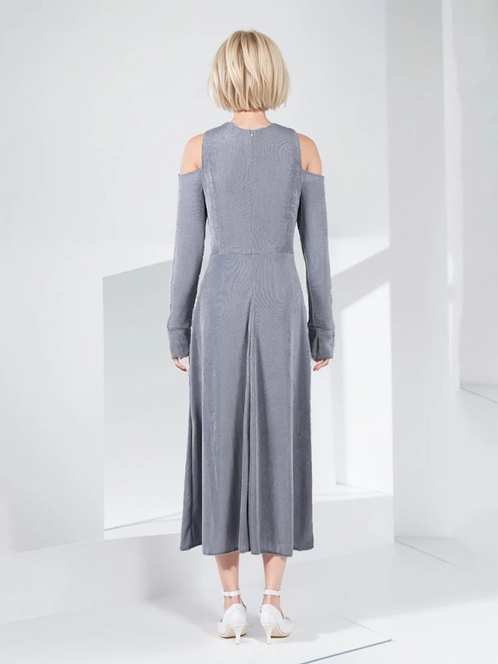 Shanice Solid Cutout Shoulder Midi Dress