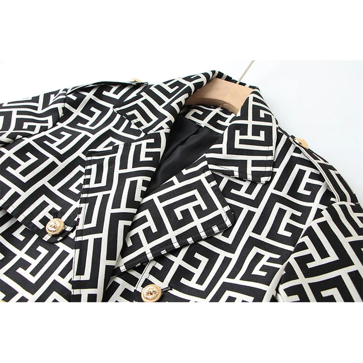 Harley Black & White Fashion Trench Coat