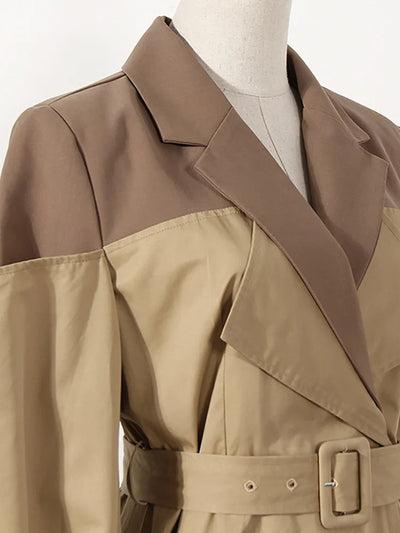 The Monroe Colorblock Trench Coat - Khaki