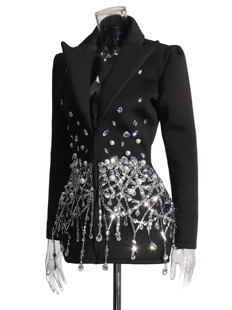 Midnight Crystal Embellished Blazer
