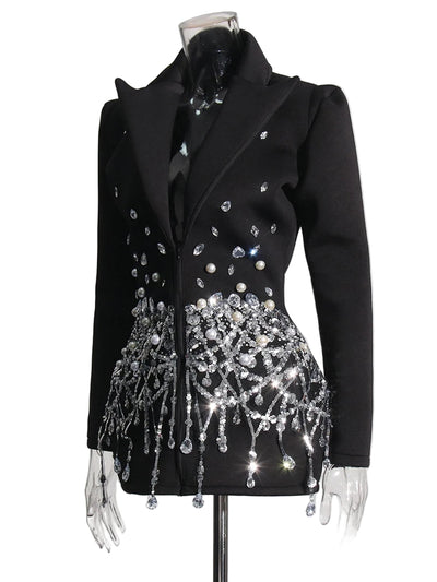 Midnight Crystal Embellished Blazer