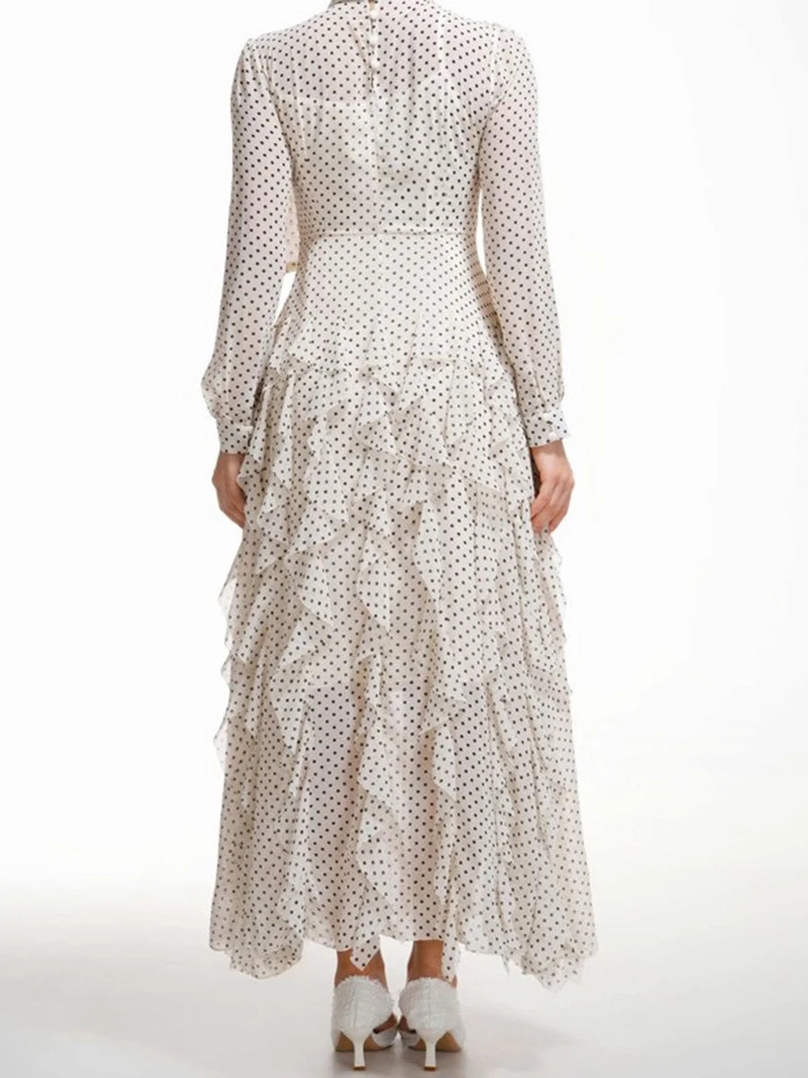 Polka Dot Ruffle Maxi Dress