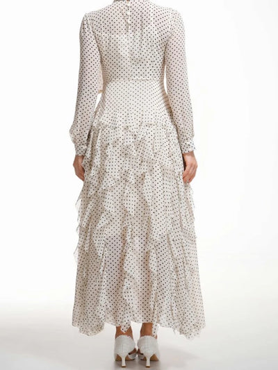 Polka Dot Ruffle Maxi Dress