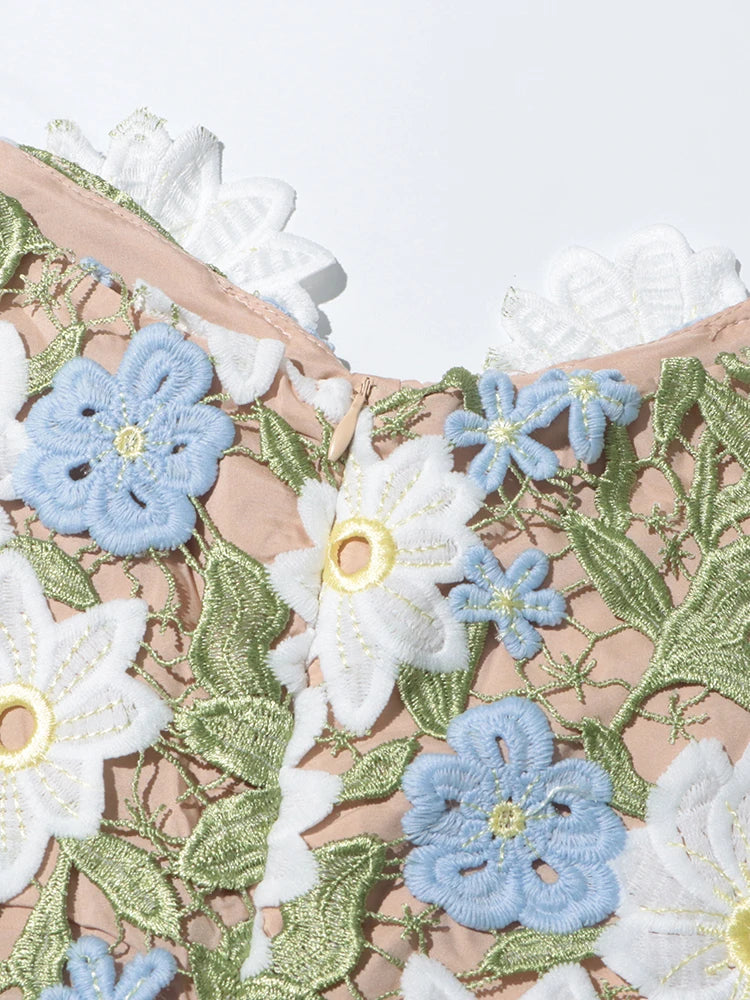 Blooming Grace Floral Lace Midi Dress