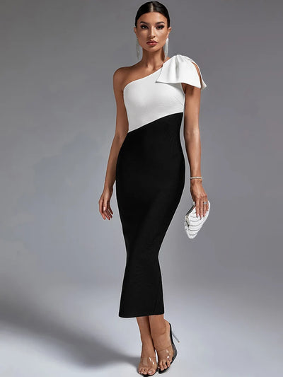 Colorblock Bandage Midi Dress