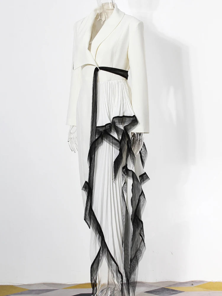 Steph's  Pleated Elegant Long Blazer