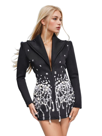 Midnight Crystal Embellished Blazer