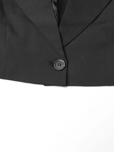 Spliced Denim Button-Fly Blazer