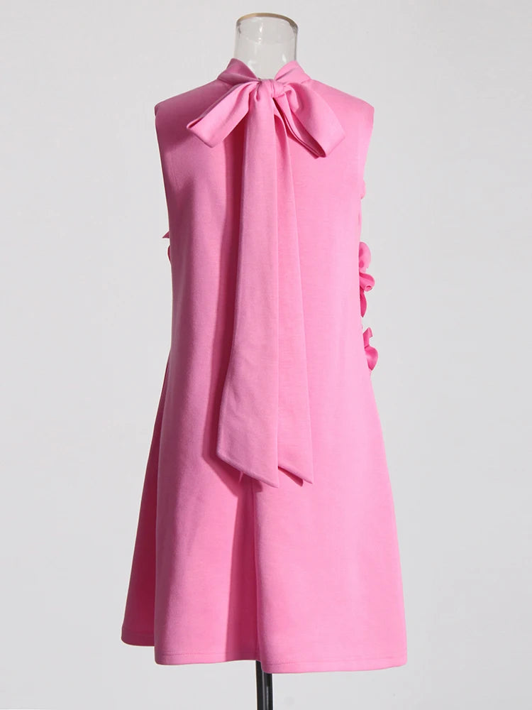 3D Floral Appliqué Sleeveless Dress