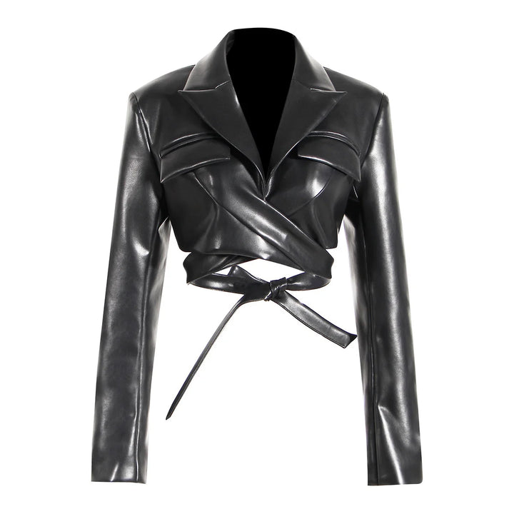 Faux Leather Cropped Jacket