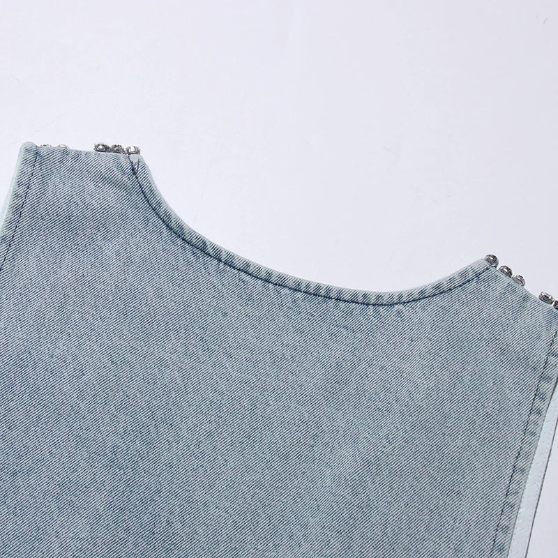 Starlight Denim Crystal Mini Dress