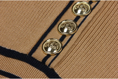 Camel Ribbed Knit Midi Dress