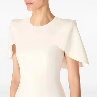 Ivory Grace Cape-Sleeve Midi Dress