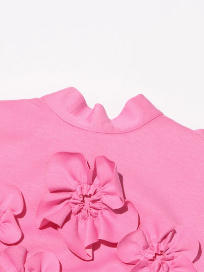 3D Floral Appliqué Sleeveless Dress