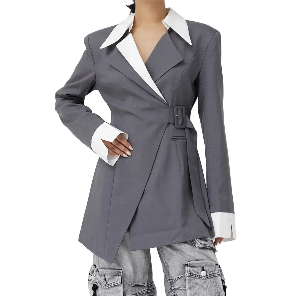 Lace-Up Detail Slim Blazer